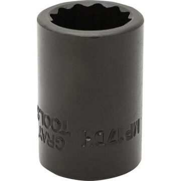 Standard Length Impact Socket, 17 mm Socket, 1/2 in Drive, 38 mm lg, Steel