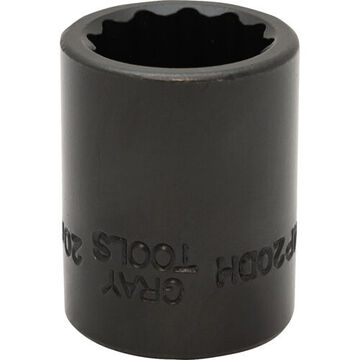 Standard Length Impact Socket, 20 mm Socket, 1/2 in Drive, 38 mm lg, Steel