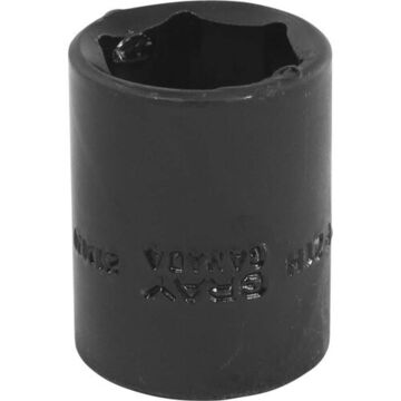 Regular Length Impact Socket, 21 mm Socket, 1/2 in Drive, 38 mm lg, Steel