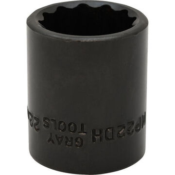 Standard Length Impact Socket, 22 mm Socket, 1/2 in Drive, 38 mm lg, Steel