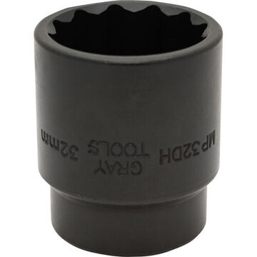 Standard Length Impact Socket, 32 mm Socket, 1/2 in Drive, 50 mm lg, Steel