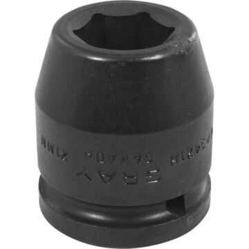 Standard Length Impact Socket, 21 mm Socket, 3/4 in Drive, 52 mm lg, Steel