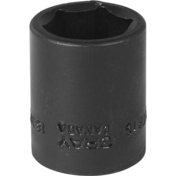 Standard Length Impact Socket, 16 mm Socket, 3/8 in Drive, 30 mm lg, Steel
