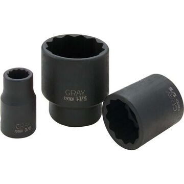 Regular Length Impact Socket, 3/8 in Socket, 1/2 in Drive, 1.5 in lg, Steel