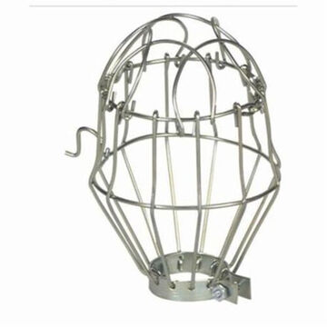 Easy Open Lamp Guard, 1.5 in Collar, 100 W Bulb, Steel, Silver