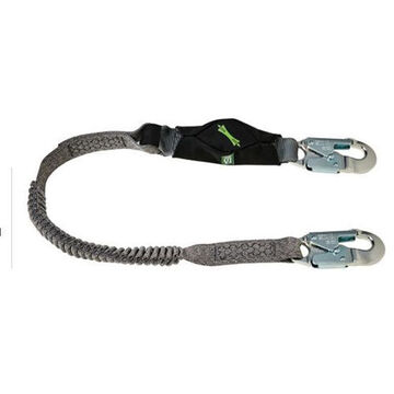 Stretch Shock Absorbing Lanyard, 130 to 310 lb, 6 ft lg, 1-Leg, 36C Small Snaphooks