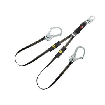 Welding Shock Absorbing Lanyard, 130 to 310 lb, 6 ft lg, 2-Leg, Black, 36CL Large Snaphooks