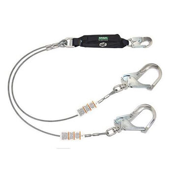 Leading Edge Lanyard, 130 to 310 lb, 6 ft lg, 2-Leg, Gray, Large Aluminum Swivel Snaphooks