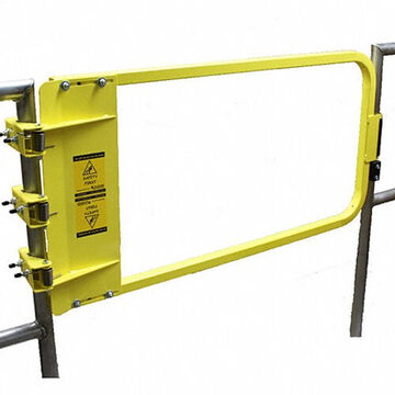 Self Closing Ladder Safety Gate, Steel, Yellow, Powder Coated