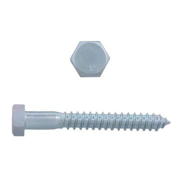 Lag Screw, 1/2 in, 2-1/2 in lg, Carbon Steel, Zinc