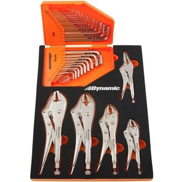 Locking Pliers and Hex Key Set, 30 Piece, 11-1/2 in wd X 15 in dp X 1-1/4 in ht, 7-Piece