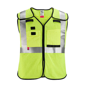 Breakaway High Visibility Mesh Safety Vest, L/XL, Yellow, Polyester, 107-2020 Class 2 Type R, 42 to 46 in Chest
