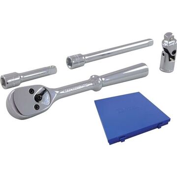 Ratchet Set, 3/8 in Drive, 4-Piece, Steel, Chrome