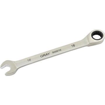 Fixed Head Ratcheting Wrench, 16 Mm Opening, Ratcheting, 8.7 In Lg, 12-point, Stainless Steel