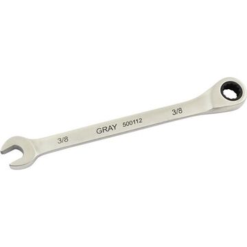 Fixed Head Ratcheting Wrench, 3/8 In Opening, Ratcheting, 6.18 In Lg, 12-point, Stainless Steel