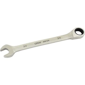 Fixed Head Ratcheting Wrench, 3/4 In Opening, Ratcheting, 9.76 In Lg, 12-point, Stainless Steel