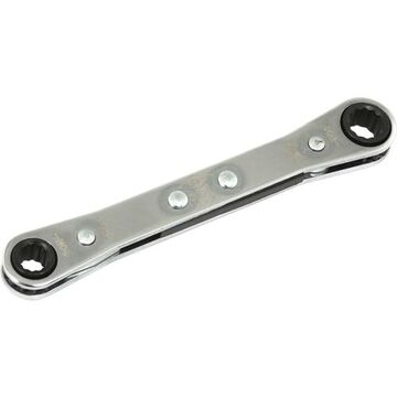 Flat Box End Ratcheting Wrench, 1/4 X 5/16 In Opening, Ratcheting, 4.25 In Lg, 12-point, Steel
