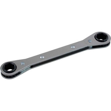 Flat Box End Ratcheting Wrench, 1/4 X 5/16 In Opening, Ratcheting, 4.25 In Lg, 6-point, Steel