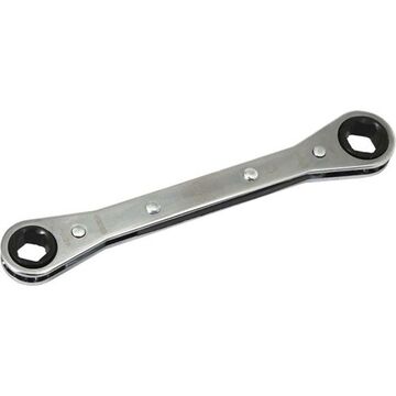 Flat Box End Ratcheting Wrench, 3/8 X 7/16 In Opening