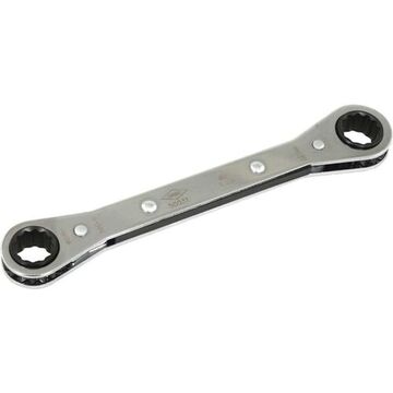 Flat Box End Ratcheting Wrench, 1/2 X 9/16 In Opening, Ratcheting, 5-3/4 In Lg, 12-point