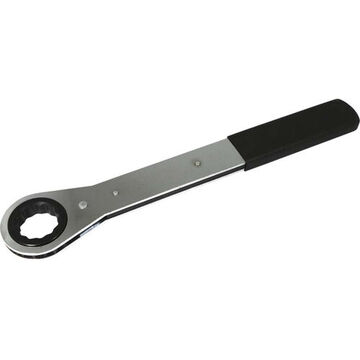 Flat Box End Ratcheting Wrench, 1-3/8 In Opening, Ratcheting, 15.5 In Lg, 12-point, Steel