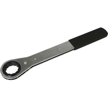 Flat Box End Ratcheting Wrench, 1-7/16 In Opening, Ratcheting, 15.5 In Lg, 12-point, Steel