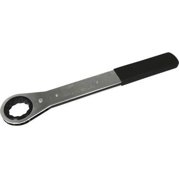 Flat Box End Ratcheting Wrench, 1-1/2 In Opening, Ratcheting, 15.5 In Lg, 12-point, Steel