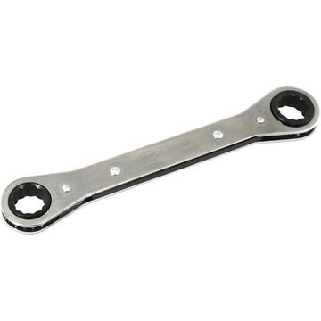 Flat Box End Ratcheting Wrench, 5/8 X 11/16 In Opening, Ratcheting, 8 In Lg, 12-point, Steel