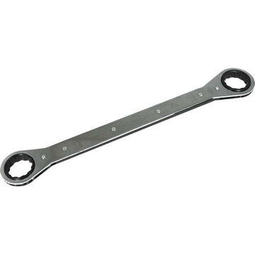 Flat Box End Ratcheting Wrench, 1-1/8 X 1-1/4 In Opening, Ratcheting, 15 In Lg, 12-point