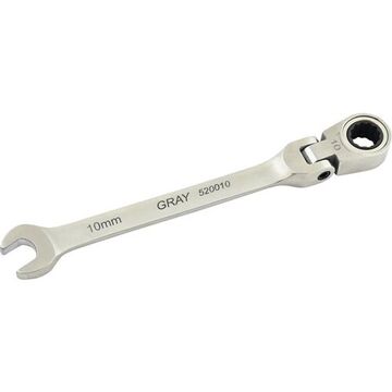 Flex Head Ratcheting Wrench, 10 Mm Opening, Ratcheting, 158 Mm Lg, 12-point, Stainless Steel