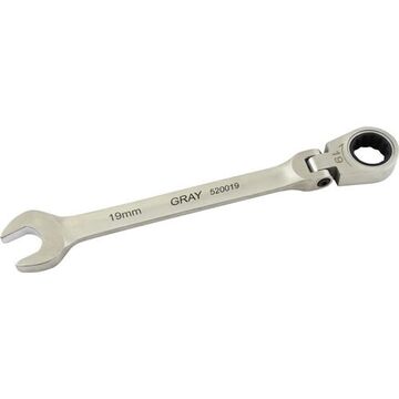Flex Head Ratcheting Wrench, 19 Mm Opening, Ratcheting, 244 Mm Lg, 12-point, Stainless Steel