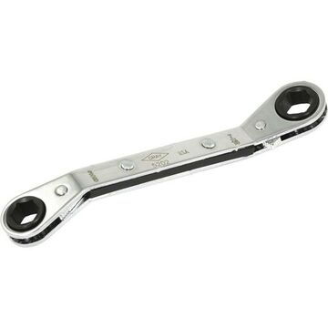 Box End Ratcheting Wrench, 3/8 X 7/16 In Opening, Ratcheting, 5-1/4 In Lg, 6-point