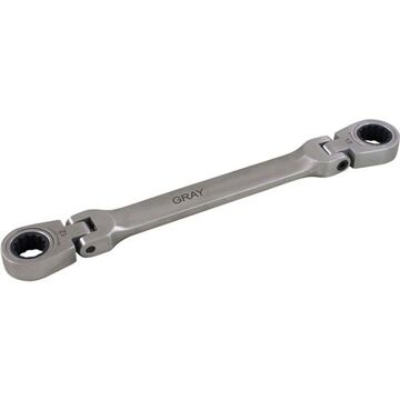 Box End Flex Head Ratcheting Wrench, 8 X 9 Mm Opening, Ratcheting, 160 Mm Lg, 12-point, Stainless Steel