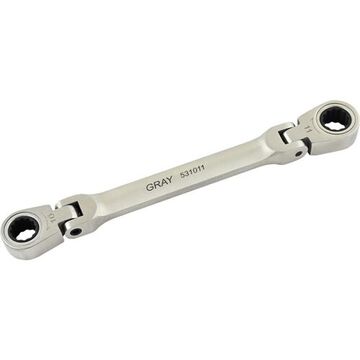 Box End Flex Head Ratcheting Wrench, 10 X 11 Mm Opening, Ratcheting, 177 Mm Lg, 12-point, Stainless Steel