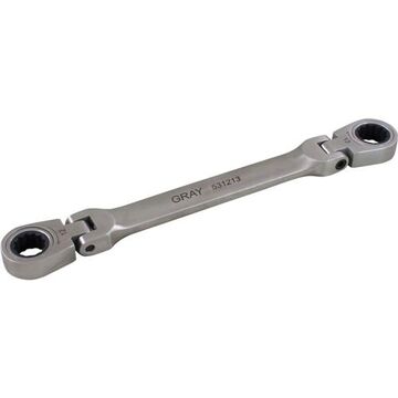 Box End Flex Head Ratcheting Wrench, 12 X 13 Mm Opening, Ratcheting, 204 Mm Lg, 12-point, Stainless Steel