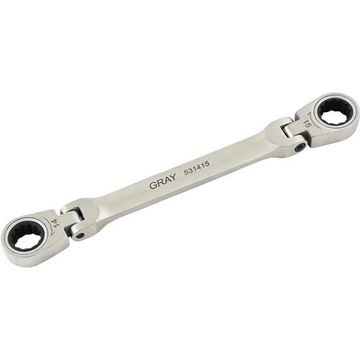 Box End Flex Head Ratcheting Wrench, 14 X 15 Mm Opening, Ratcheting, 211 Mm Lg, 12-point, Stainless Steel