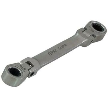 Box End Flex Head Ratcheting Wrench, 5/16 X 3/8 In Opening, Ratcheting, 6.29 In Lg, 12-point, Stainless Steel