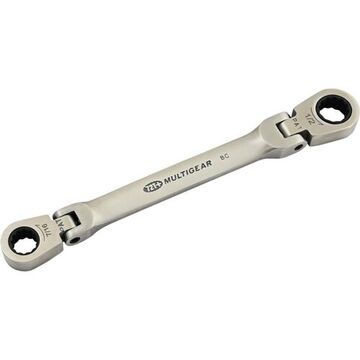 Box End Flex Head Ratcheting Wrench, 7/16 X 1/2 In Opening, Ratcheting, 7.55 In Lg, 12-point, Stainless Steel