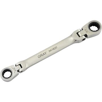 Box End Flex Head Ratcheting Wrench, 9/16 X 5/8 In Opening, Ratcheting, 8.85 In Lg, 12-point, Stainless Steel