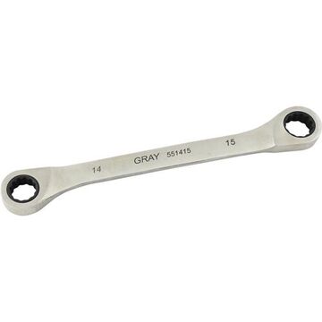 Box End Fixed Head Ratcheting Wrench, 14 X 15 Mm Opening, Ratcheting, 172 Mm Lg, 12-point, Stainless Steel