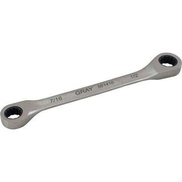 Box End Fixed Head Ratcheting Wrench, 5/16 X 3/8 In Opening, Ratcheting, 5.11 In Lg, 12-point, Stainless Steel