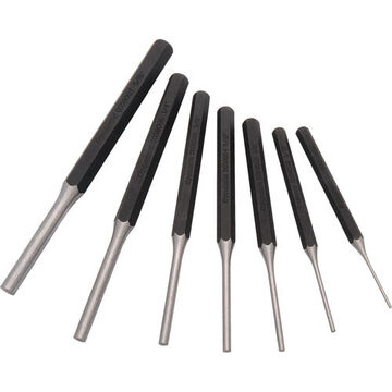 Pin Punch Set, 7-Piece, 1/16, 3/32, 1/8, 5/32, 3/16, 1/4, 5/16 in, Steel