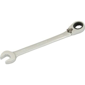Reversible Ratcheting Wrench, 14 Mm Opening, Ratcheting, 7.44 In Lg, 12-point, Steel