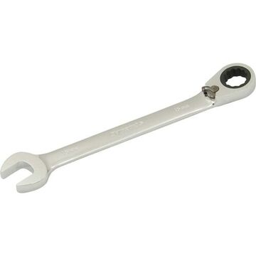 Reversible Ratcheting Wrench, 15 Mm Opening, Ratcheting, 7.83 In Lg, 12-point, Steel