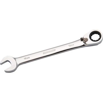 Reversible Ratcheting Wrench, 16 Mm Opening, Ratcheting, 8.46 In Lg, 12-point, Steel