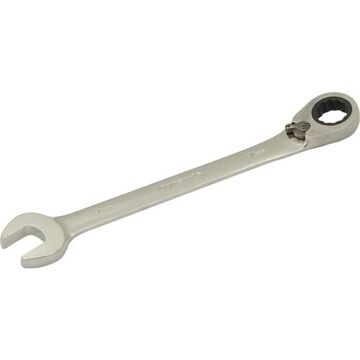 Reversible Ratcheting Wrench, 17 Mm Opening, Ratcheting, 9.13 In Lg, 12-point, Steel
