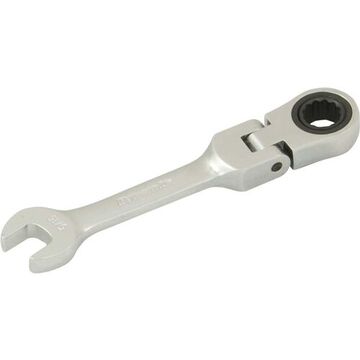 Flex Head Ratcheting Wrench, 5/16 In Opening, Ratcheting, 3.66 In Lg, 12-point, Steel