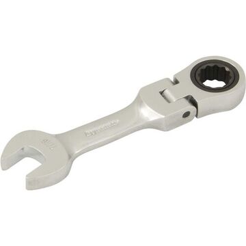Flex Head Ratcheting Wrench, 7/16 In Opening, Ratcheting, 4.13 In Lg, 12-point, Steel
