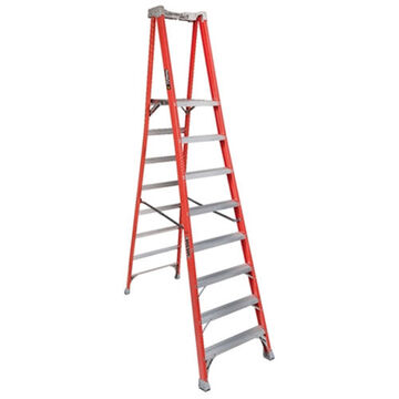 Platform Ladder, 10 ft ht Ladder, 300 lb, Fiberglass, 7 ft 7 in ht Platform, 14-3/4 in wd Platform