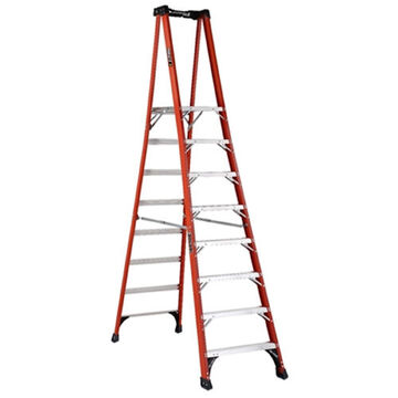 Platform Ladder, 10 ft-5 in ht Ladder, 375 lb, Fiberglass, 7 ft 7 in ht Platform, 14-3/4 in wd Platform